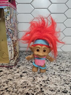 Vintage 90s Ace Novelty Red Hair Workout Exercise Treasure Troll Doll